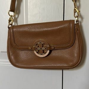 Tory Burch brown leather clutch/crossbody